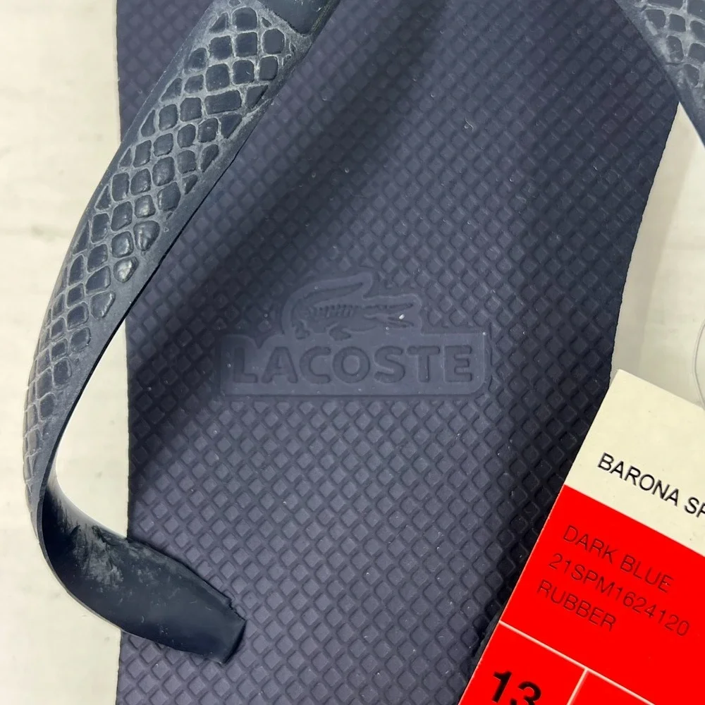 Lacoste Flip‎ Flop Beach Sandals Black with Logo Men's US Size 13 VTG NWT